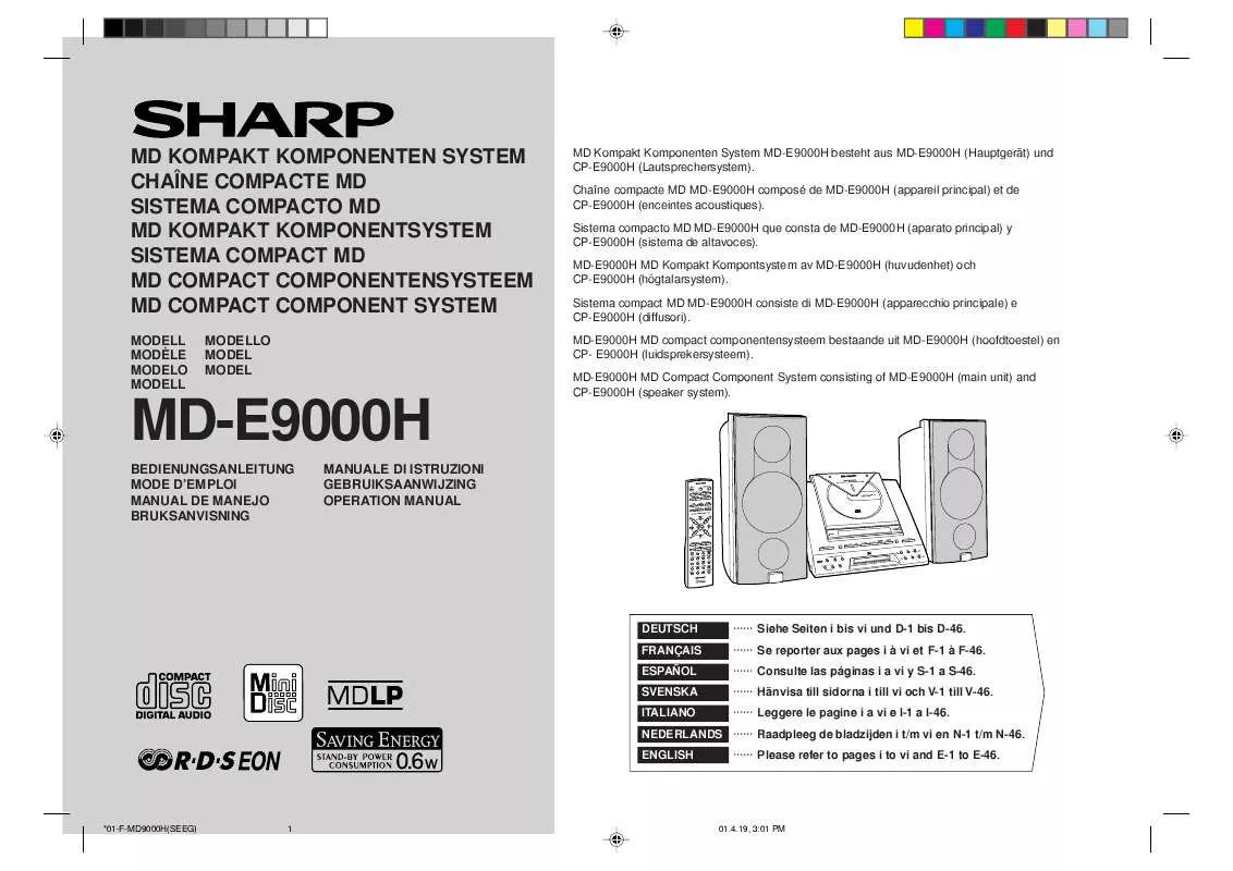 Mode d'emploi SHARP MD-E9000H
