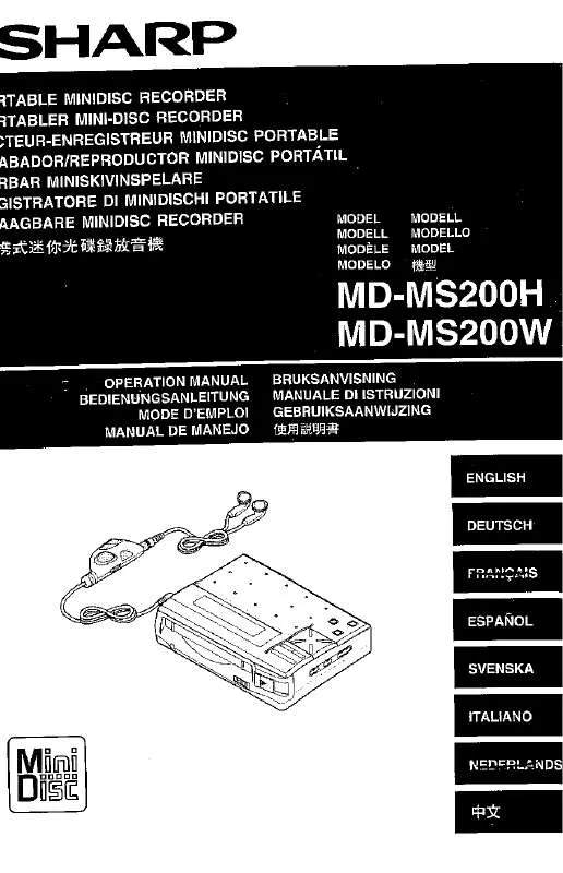 Mode d'emploi SHARP MD-MS200H/W