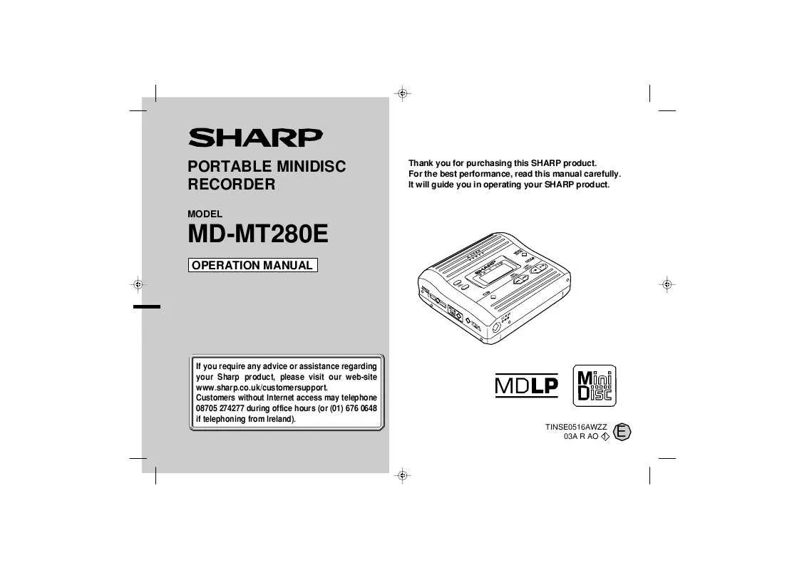 Mode d'emploi SHARP MD-MT280E