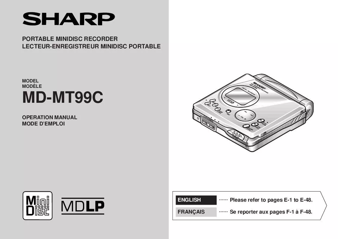 Mode d'emploi SHARP MD-MT99C