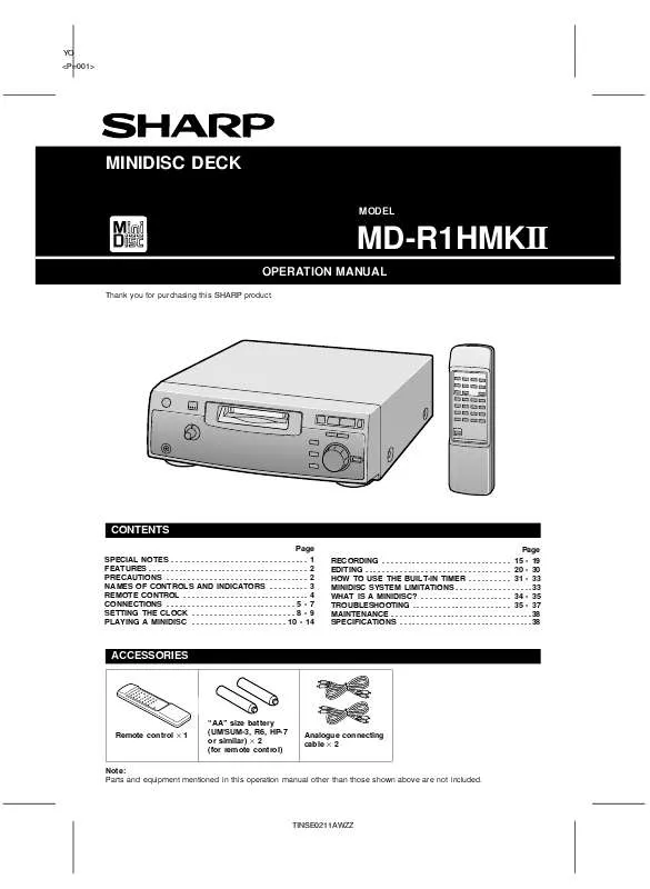 Mode d'emploi SHARP MD-R1EMK2