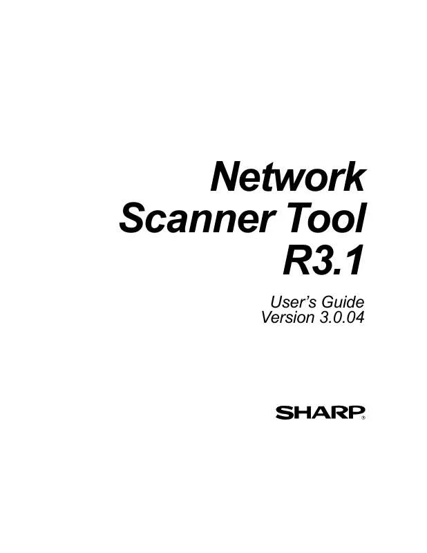 Mode d'emploi SHARP NETWORK SCANNER TOOL R3.1