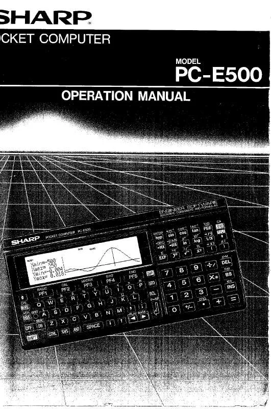 Mode d'emploi SHARP PC-E500