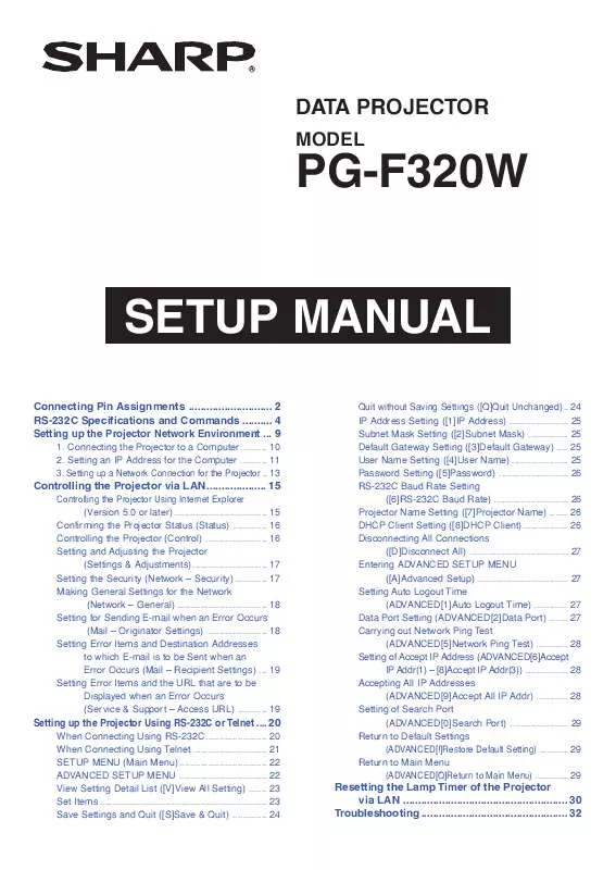 Mode d'emploi SHARP PG-F320W
