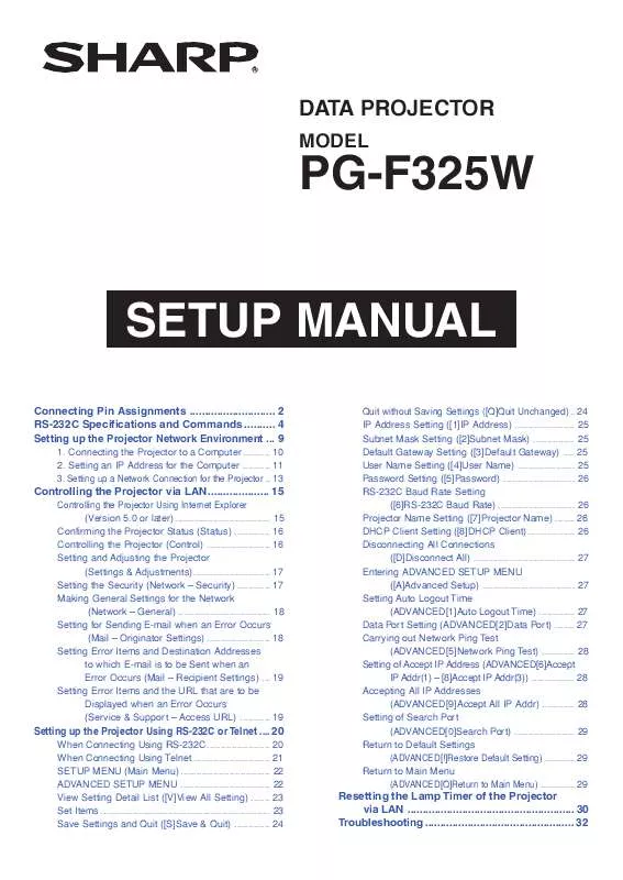Mode d'emploi SHARP PG-F325W