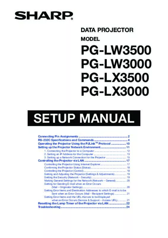 Mode d'emploi SHARP PG-LW3000/LX3000/LW3500/LX3500