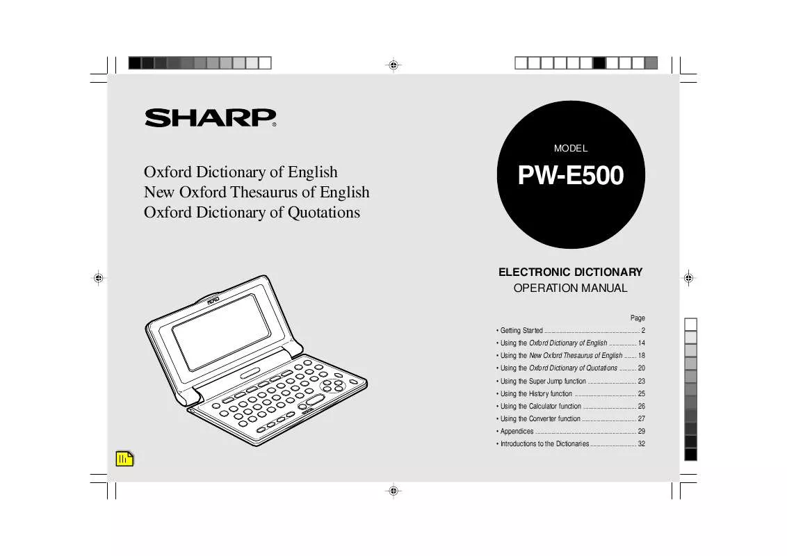 Mode d'emploi SHARP PWE500