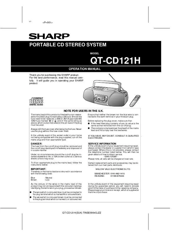 Mode d'emploi SHARP QT-CD121H