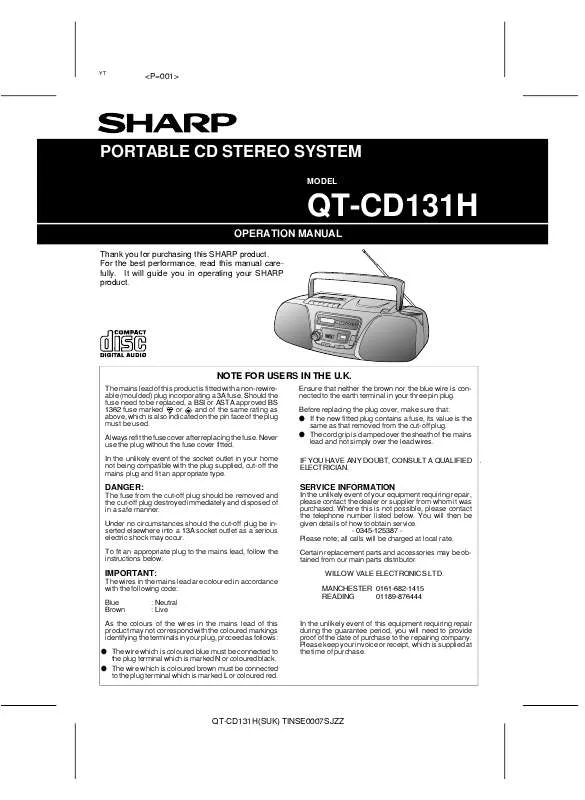 Mode d'emploi SHARP QT-CD131H