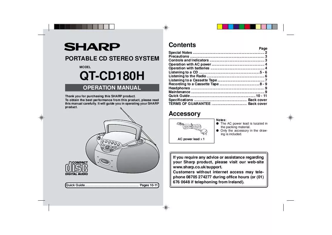 Mode d'emploi SHARP QTCD180