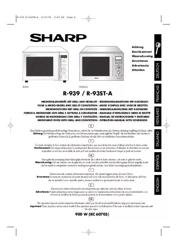 Mode d'emploi SHARP R-939
