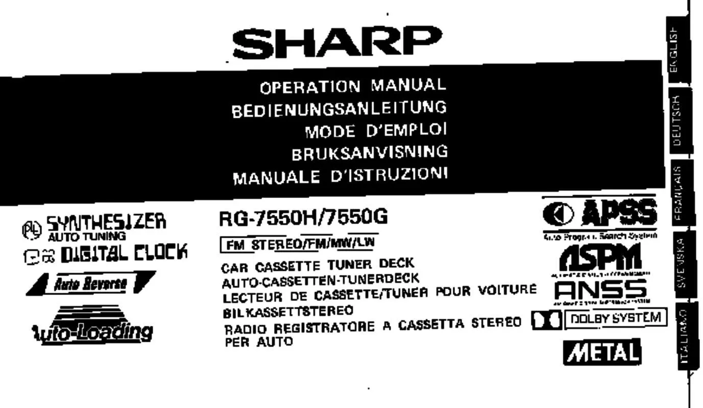 Mode d'emploi SHARP RG-7550H/G