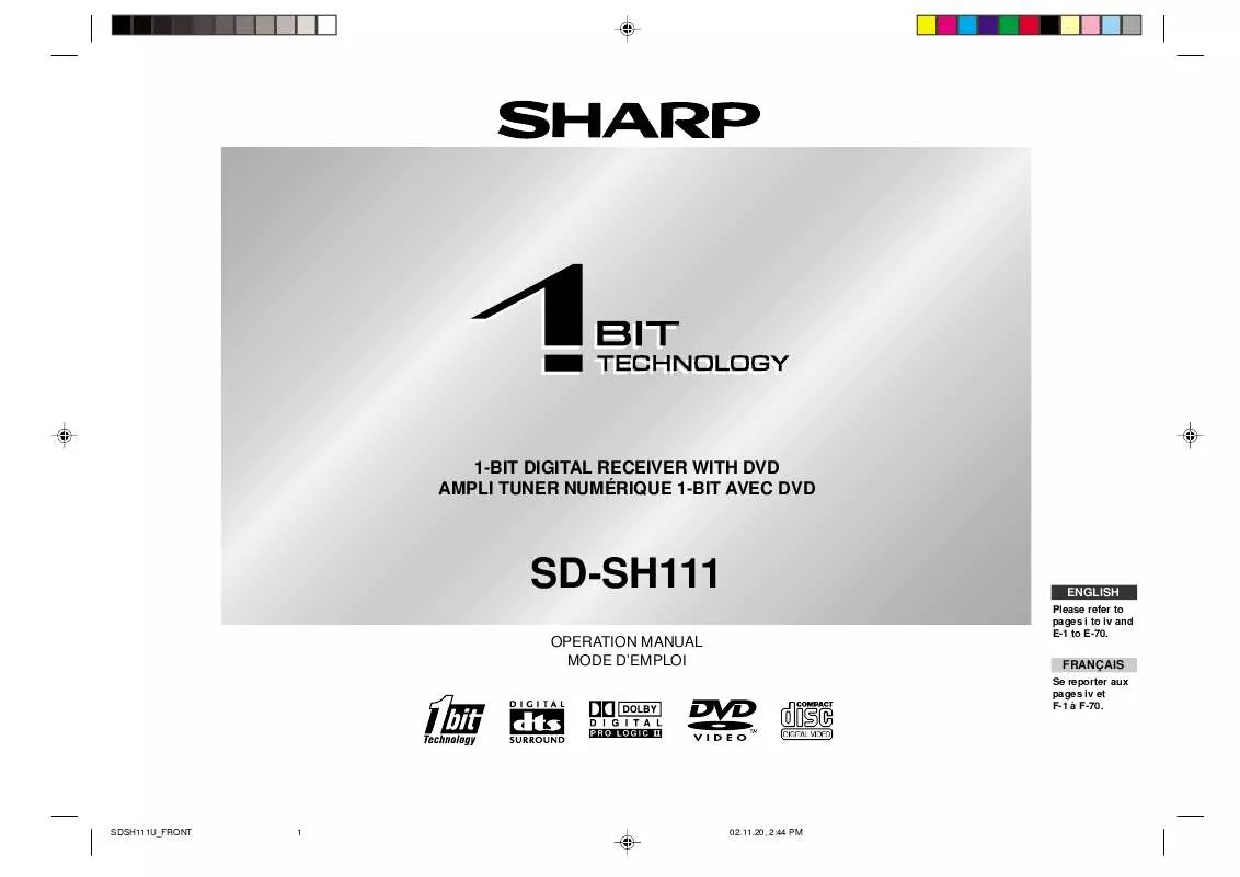 Mode d'emploi SHARP SD-SH111