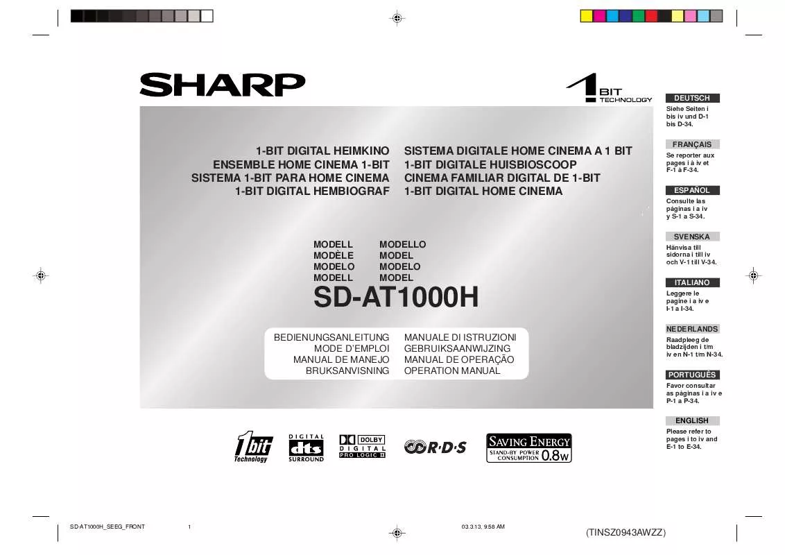 Mode d'emploi SHARP SDAT1000