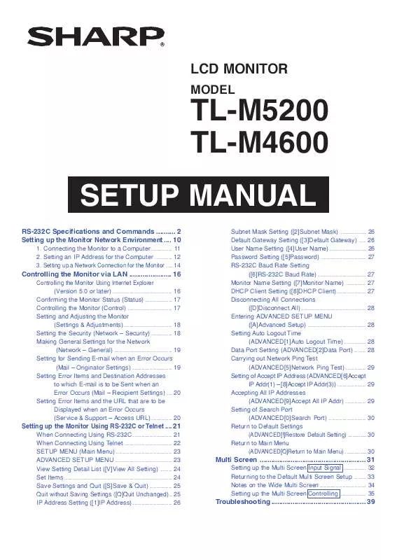 Mode d'emploi SHARP TL-M5200/M4600