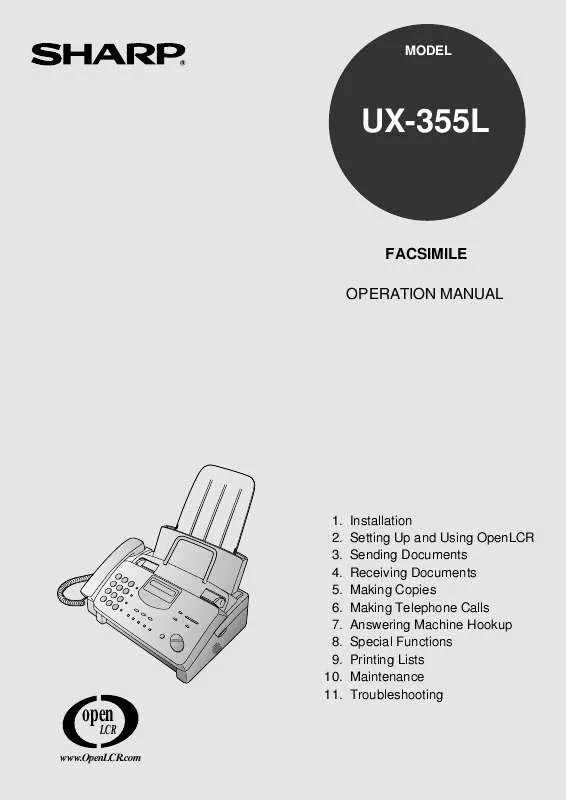 Mode d'emploi SHARP UX-355L