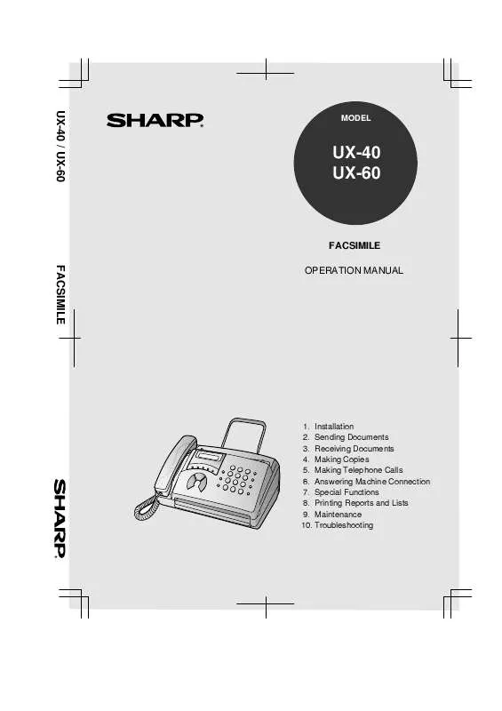 Mode d'emploi SHARP UX-40/60