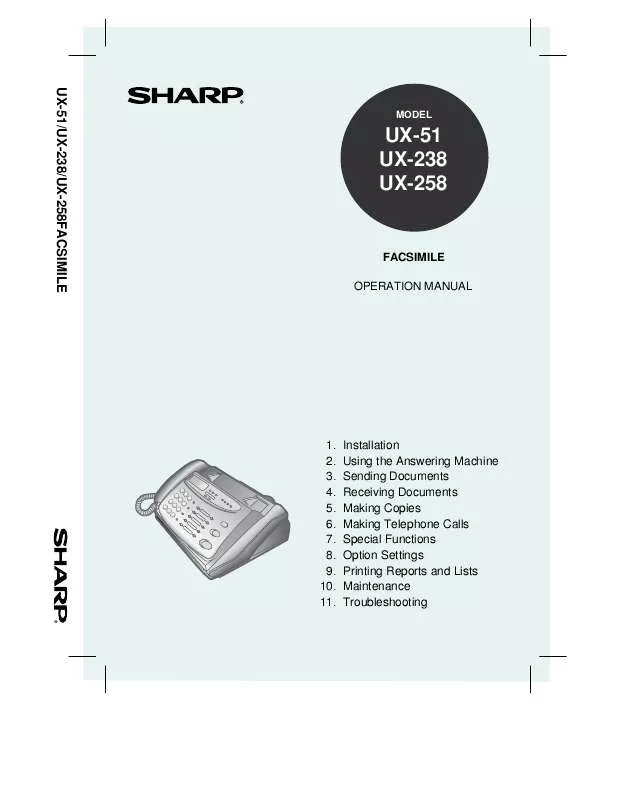 Mode d'emploi SHARP UX-51/238/258