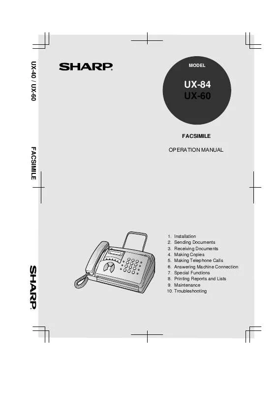 Mode d'emploi SHARP UX-60/84