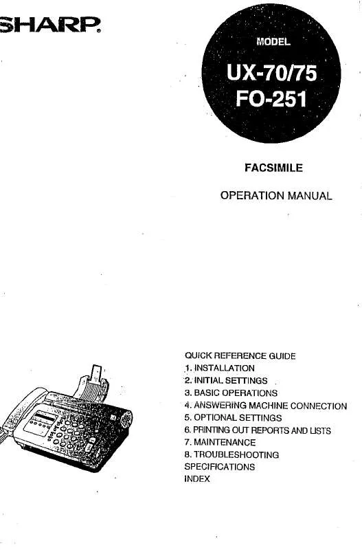 Mode d'emploi SHARP UX-70/75