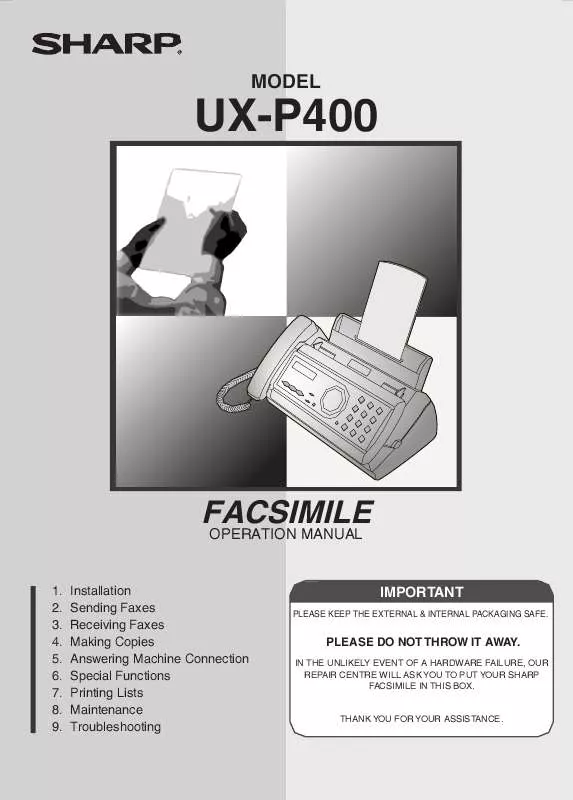 Mode d'emploi SHARP UX-P400