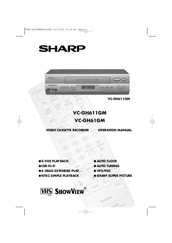 Mode d'emploi SHARP VC-GH61