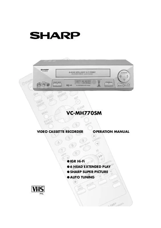 Mode d'emploi SHARP VC-MH770SM