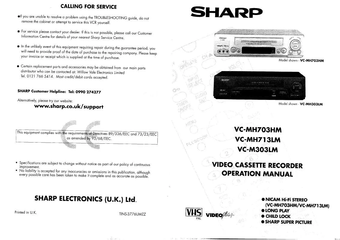 Mode d'emploi SHARP VCMH703