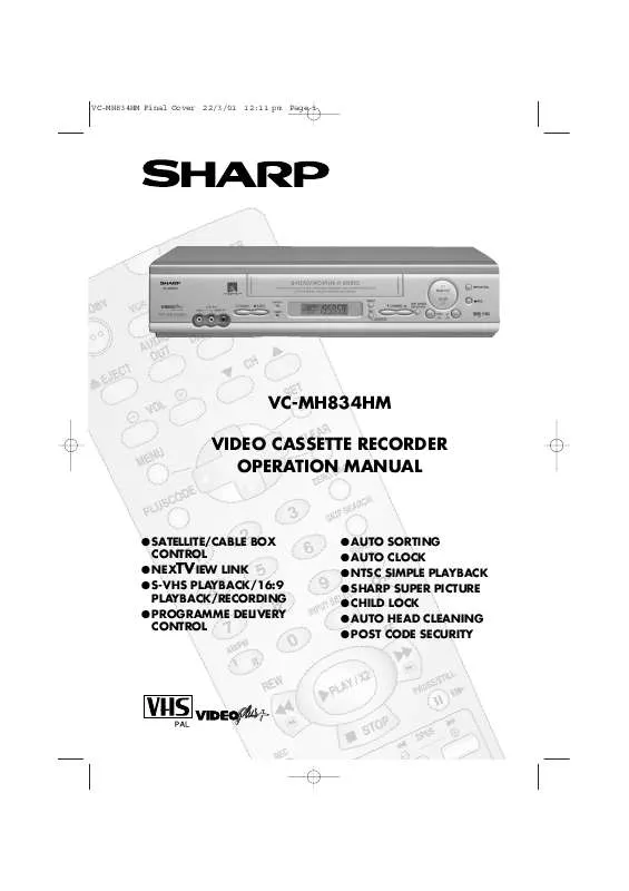 Mode d'emploi SHARP VCMH834