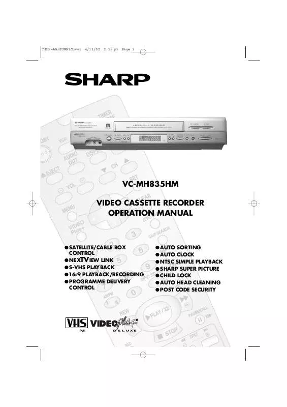 Mode d'emploi SHARP VCMH835
