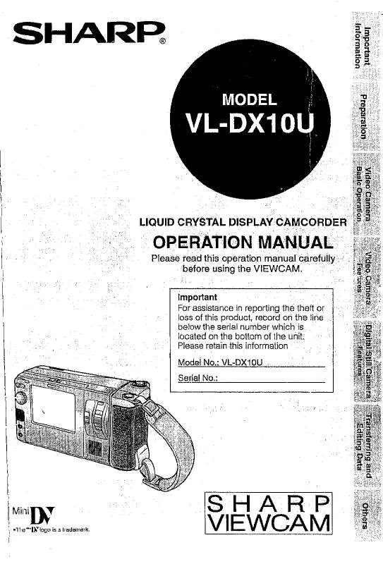 Mode d'emploi SHARP VL-DX10U