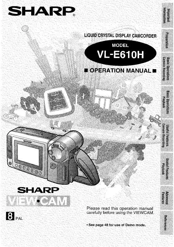 Mode d'emploi SHARP VL-E610H