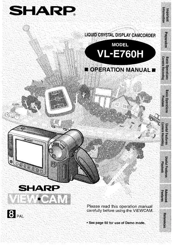 Mode d'emploi SHARP VL-E760H