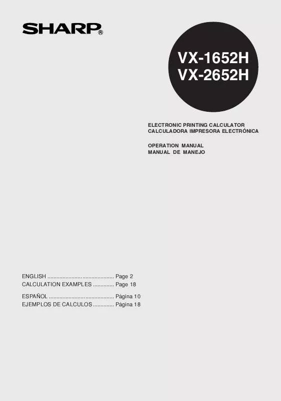 Mode d'emploi SHARP VX1652H