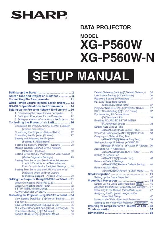 Mode d'emploi SHARP XG-560W-N