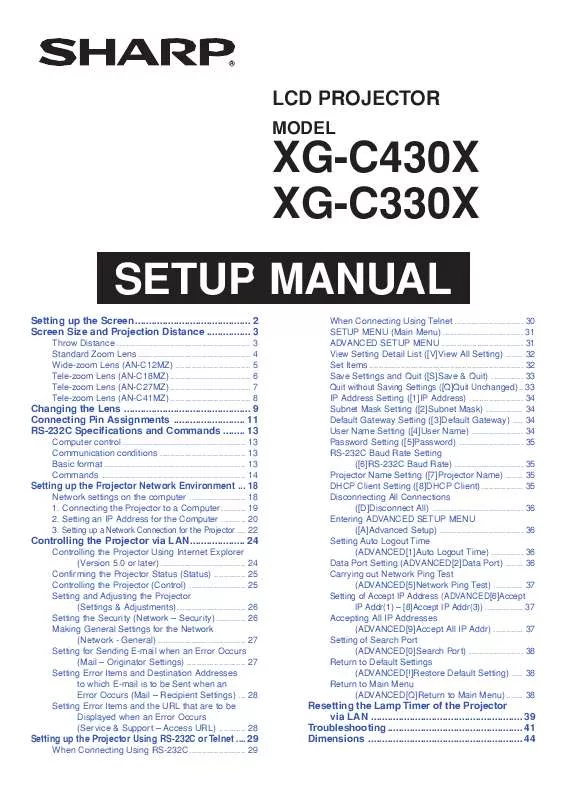 Mode d'emploi SHARP XG-C430X/C330X