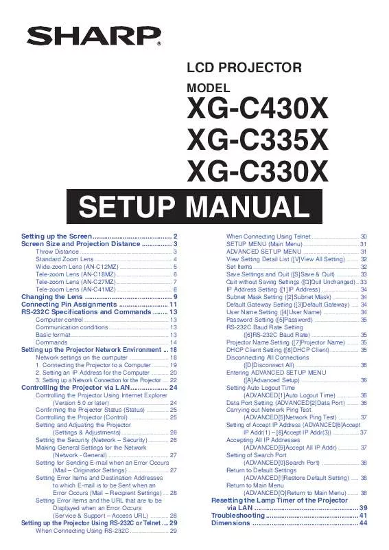 Mode d'emploi SHARP XG-C430X/C335X/C330X