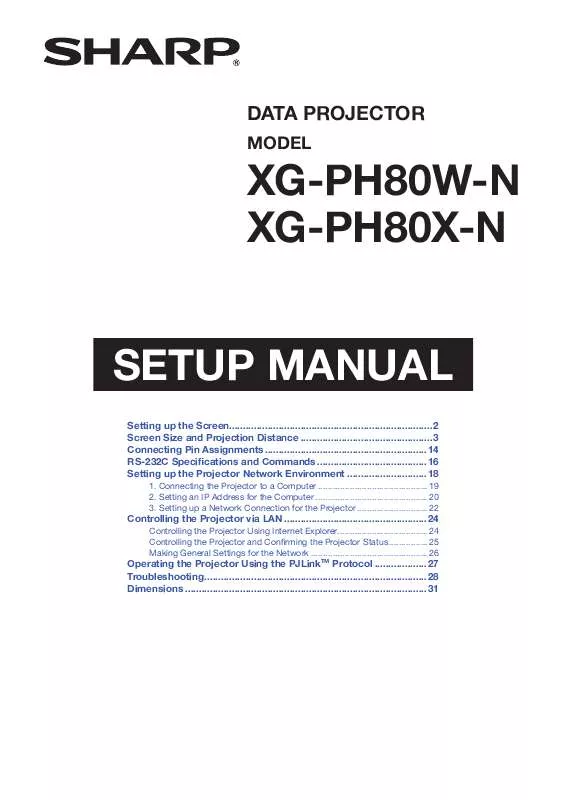 Mode d'emploi SHARP XG-PH80W-N