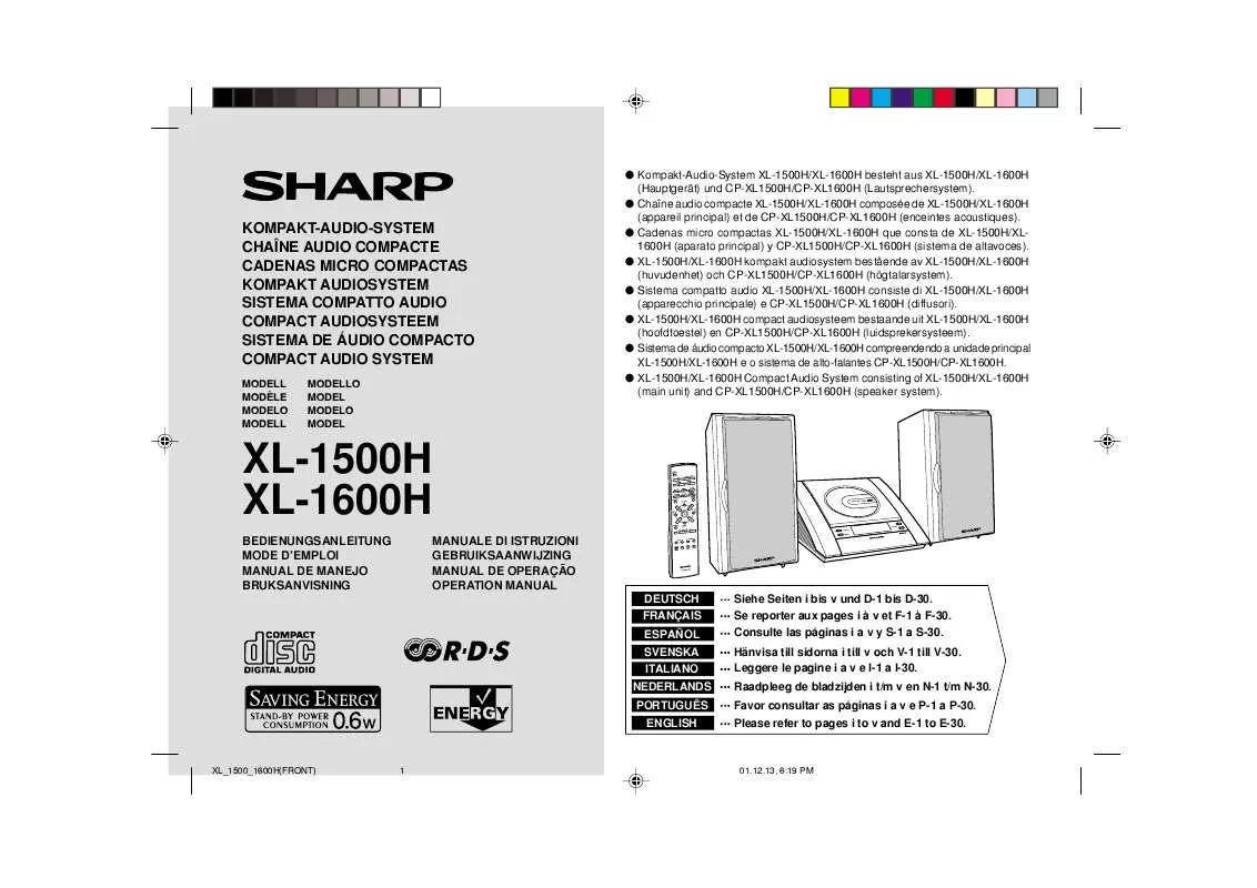 Mode d'emploi SHARP XL-1500/1600H