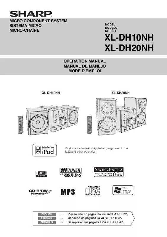 Mode d'emploi SHARP XL-DH10NH