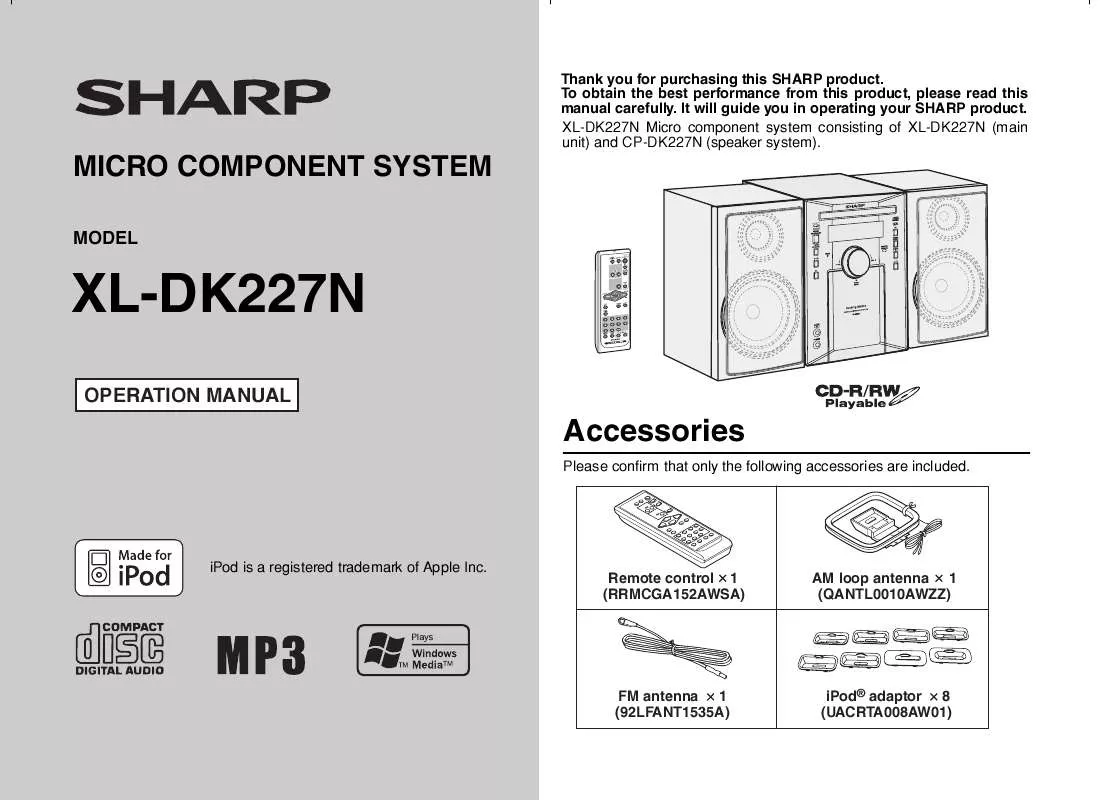 Mode d'emploi SHARP XL-DK227N