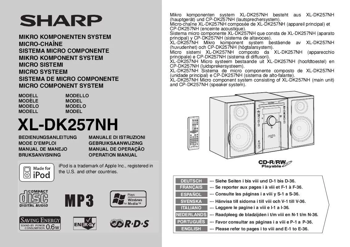 Mode d'emploi SHARP XL-DK257NH