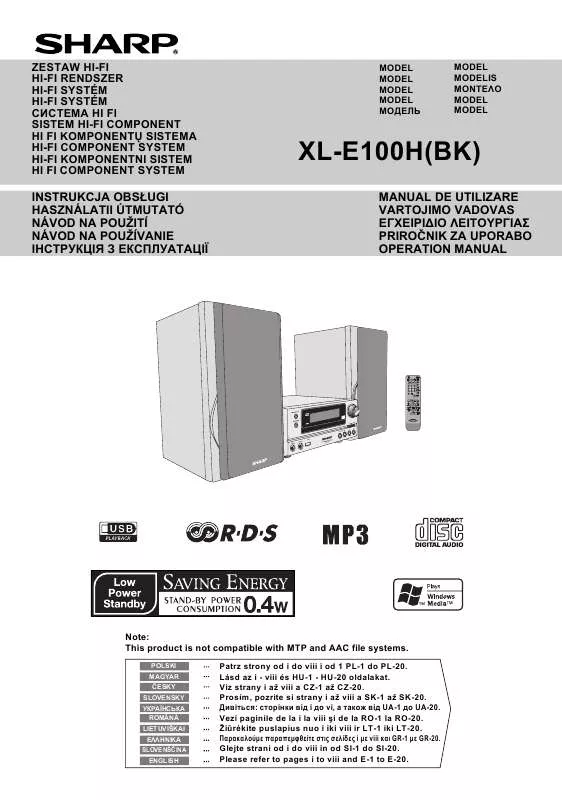 Mode d'emploi SHARP XL-E100H
