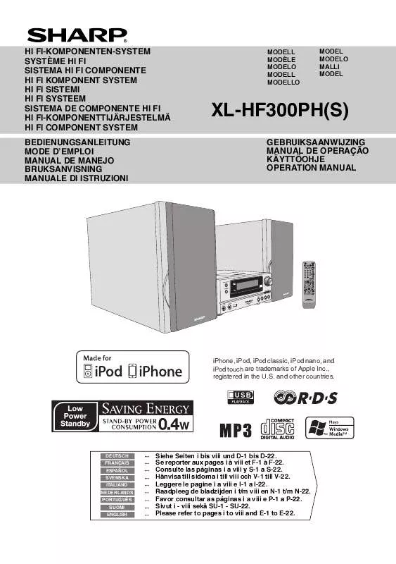 Mode d'emploi SHARP XL-HF300PH
