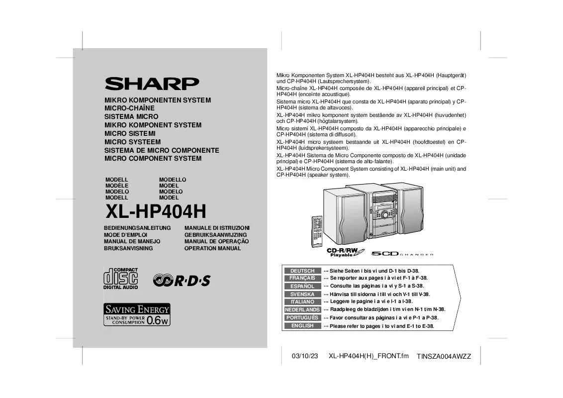 Mode d'emploi SHARP XL-HP404H