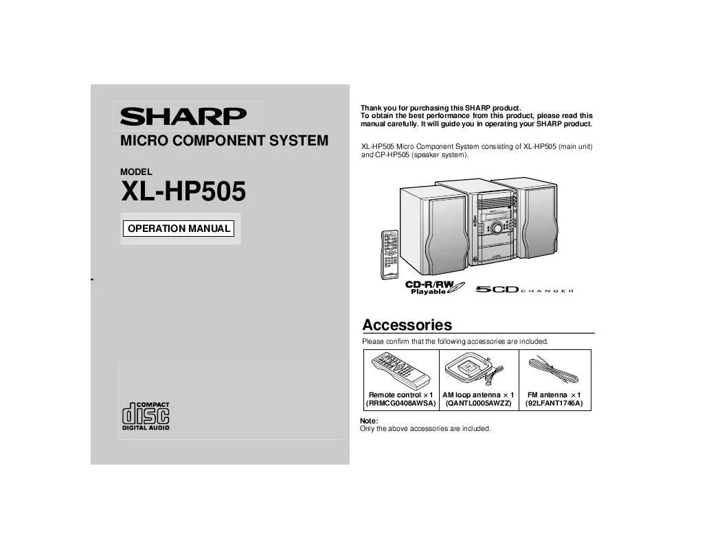 Mode d'emploi SHARP XL-HP505