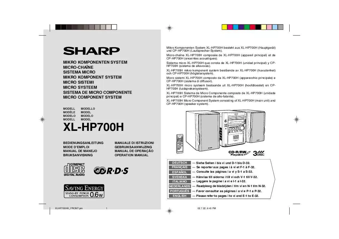Mode d'emploi SHARP XL-HP700H