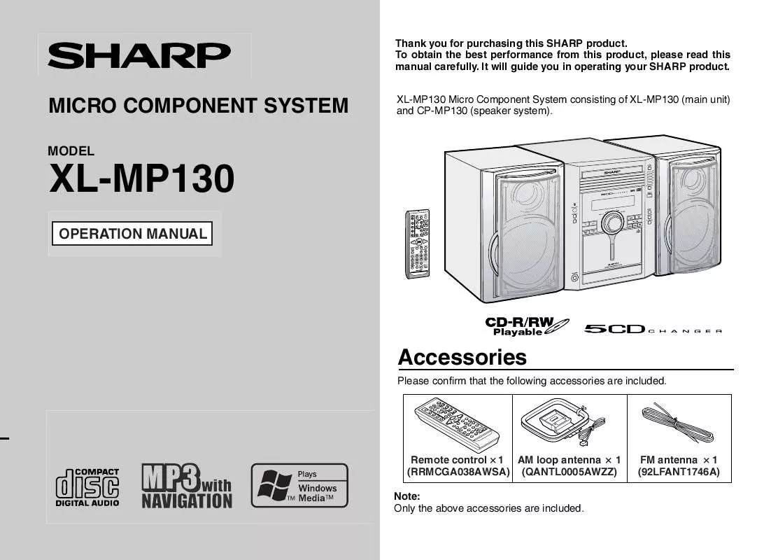 Mode d'emploi SHARP XL-MP130
