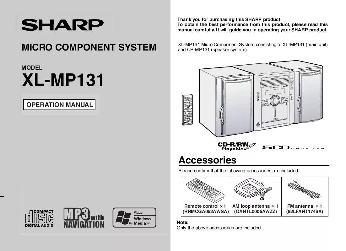 Mode d'emploi SHARP XL-MP131