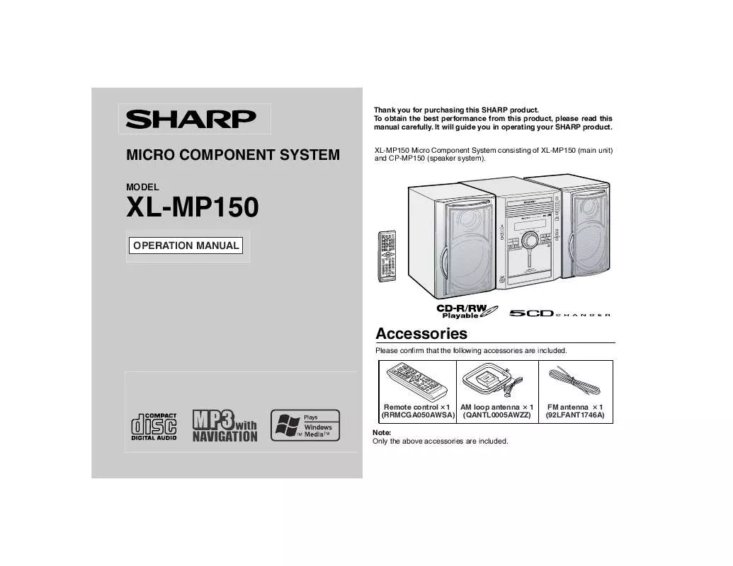 Mode d'emploi SHARP XL-MP150